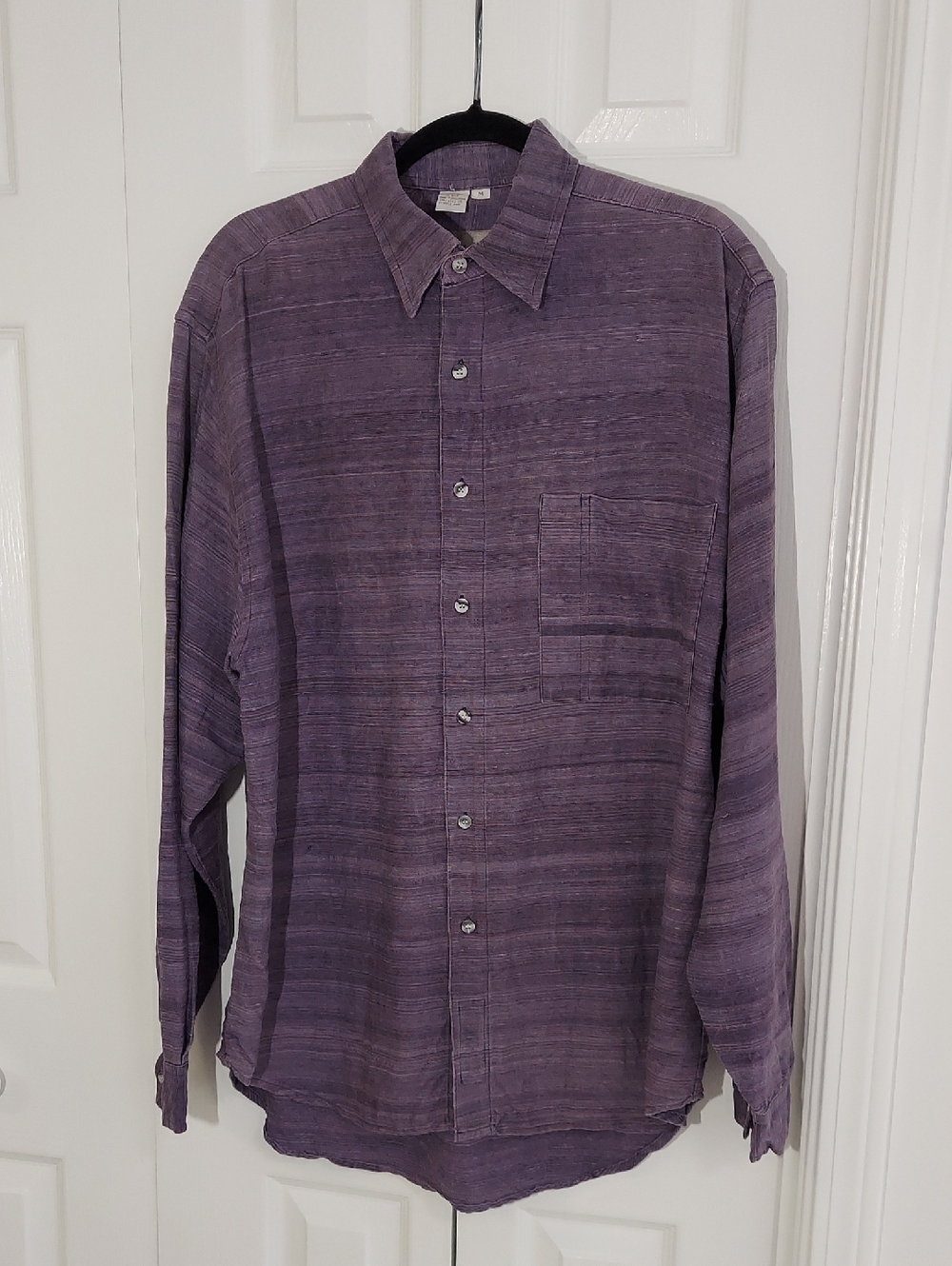 Territory Ahead Shirt, Size Medium, 100% Silk, Purple Micro Stripe Pattern